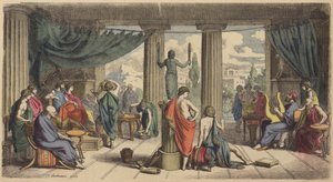 Een koninklijk hof in het oude Griekenland (gekleurde gravure) door Heinrich Leutemann