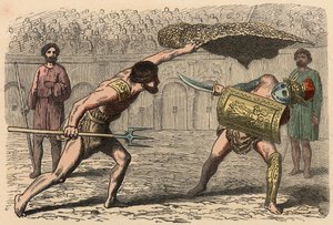 Oud Rome: Gladiatorengevechten in amfitheater door Heinrich Leutemann