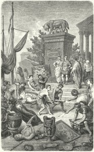 Aankomst van oude Griekse kunstwerken naar Rome gebracht door Heinrich Leutemann
