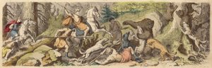 Berenjacht in het oude Griekenland (gekleurde gravure) door Heinrich Leutemann
