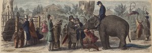 In een dierentuin in Duitsland (gekleurde gravure)