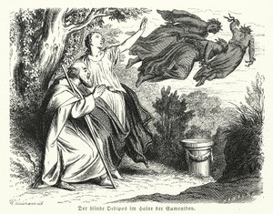 Oedipus en Antigone in het bos van de Eumeniden door Heinrich Leutemann