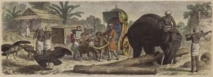 Scène in Bengalen, India door Heinrich Leutemann
