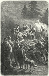 Suebi begrafenis in het oude Duitsland door Heinrich Leutemann