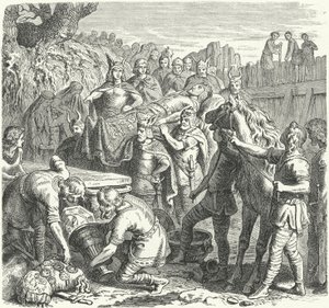 De begrafenis van Alarik I, koning van de Visigoten, in de bedding van de rivier Busento, 410