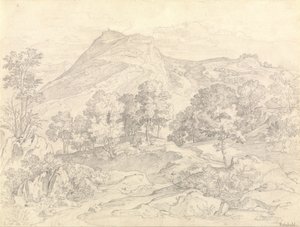 Uitzicht op Civitella vanaf de Serpentara naast Olevano door Heinrich Reinhold