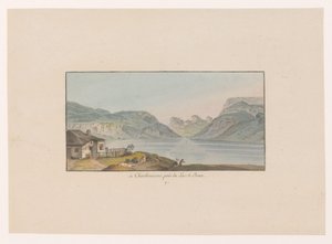 Gezicht op Les Charbonnières bij het Lac de Joux door Heinrich Rieter