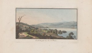 Gezicht op Lüscherz aan de Bielersee door Heinrich Rieter