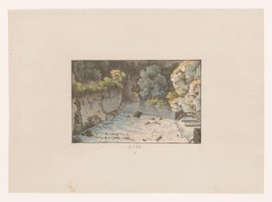 Gezicht op een waterval te Orbe door Heinrich Rieter