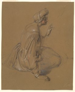 Studie van een zittende vrouw: St. Elizabeth door Heinrich Schwemminger