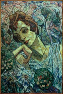Portret van de danseres Marna Glahn door Heinrich Vogeler