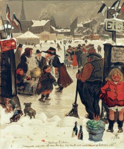 Berlijnse ijsbaan door Heinrich Zille