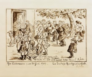 Verjaardagsblad voor de 80e verjaardag van Liebermann H.Zille door Heinrich Zille