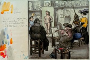In de damesklasse door Heinrich Zille