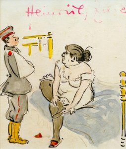 Gewonde soldaat en prostituee