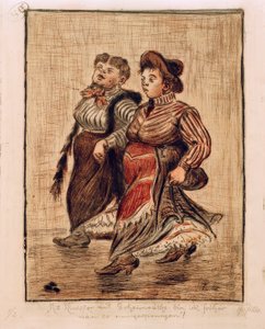 Twee straatmeisjes door Heinrich Zille
