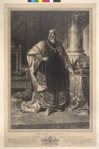 Hele figuur staand Franz Joseph I in de fleece mantel