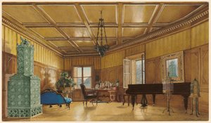 De Muziekkamer van Aartshertogin Margarete, Prinses van Saksen, in Schloss Ambras door Heinrich von Förster