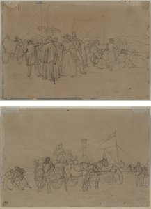 Passagiers voor Rijnstoomboot (recto) door Heinrich von Mayr