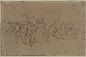 Passagiers voor Rijnstoomboot recto door Heinrich von Mayr