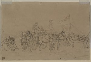 Passagiers voor Rijnstoomboot door Heinrich von Mayr