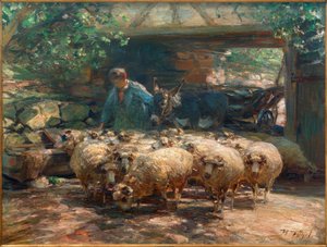 Uitdrijving van de schapenkudde door Heinrich von Zügel