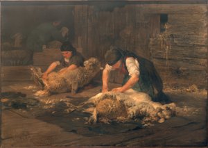 Het Scheren van de Schapen door Heinrich von Zügel