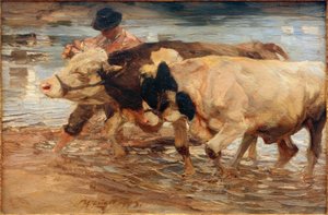Knecht met Koe en Os door Heinrich von Zügel