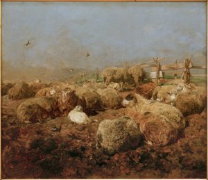 Schapen in de kooi door Heinrich von Zügel