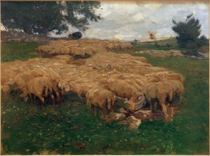 Schaapskudde op de Ruwe Alb door Heinrich von Zügel
