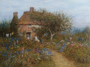 Een huisje bij Brook, Witley, Surrey door Helen Allingham