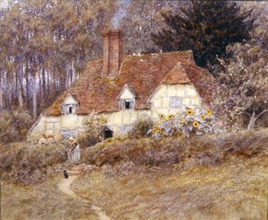 Een huisje in Surrey door Helen Allingham