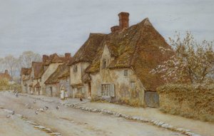Een dorpsstraat, Kent door Helen Allingham