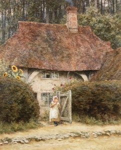 Bij de Cottagepoort door Helen Allingham