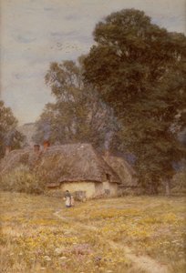 Huisjes in Quidhampton, nabij Salisbury door Helen Allingham