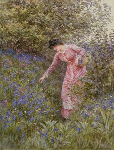 Blauwe klokjes verzamelen door Helen Allingham