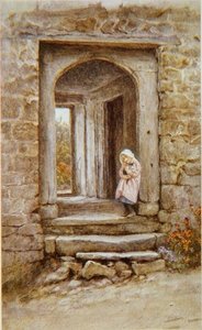 Meisje met Katje door Helen Allingham