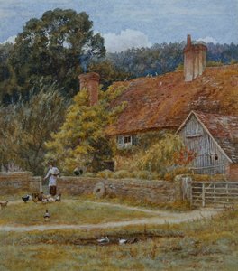 Netley Farm, Shere, Surrey door Helen Allingham