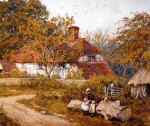 Het familiehuisje door Helen Allingham