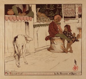 Het heilige kalf in de bazaar van Agra door Helen Hyde