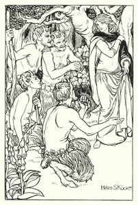 Una wordt gered door de Satyrs (gravure)