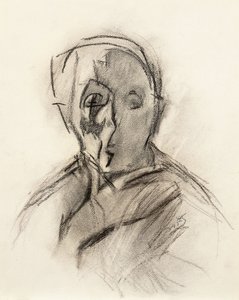 Zelfportret van de kunstenaar met gesloten ogen door Helene Schjerfbeck