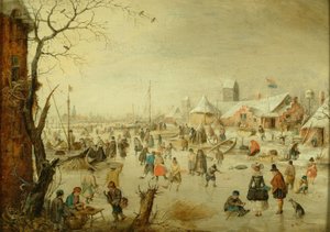 Dutch: Winterlandschap met schaatsenrijders A scene on the Ice door Hendrick Avercamp