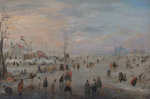 Genieten van het ijs door Hendrick Avercamp