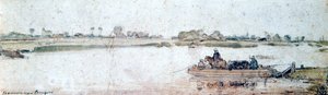 Rivierlandschap met touwveer, begin 17e eeuw door Hendrick Avercamp