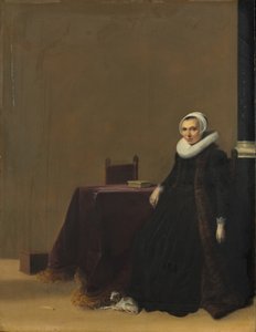 Portret van een vrouw met een hond, ca. 1635