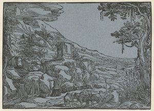 Arcadisch landschap door Hendrick Goltzius (rejected attribution)