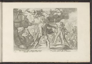 Aanval van de Giganten op de godenwereld door Hendrick Goltzius (workshop of)