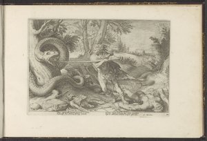 Cadmus doodt de draak door Hendrick Goltzius (workshop of)
