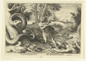 Cadmus doodt de draak door Hendrick Goltzius (workshop of)